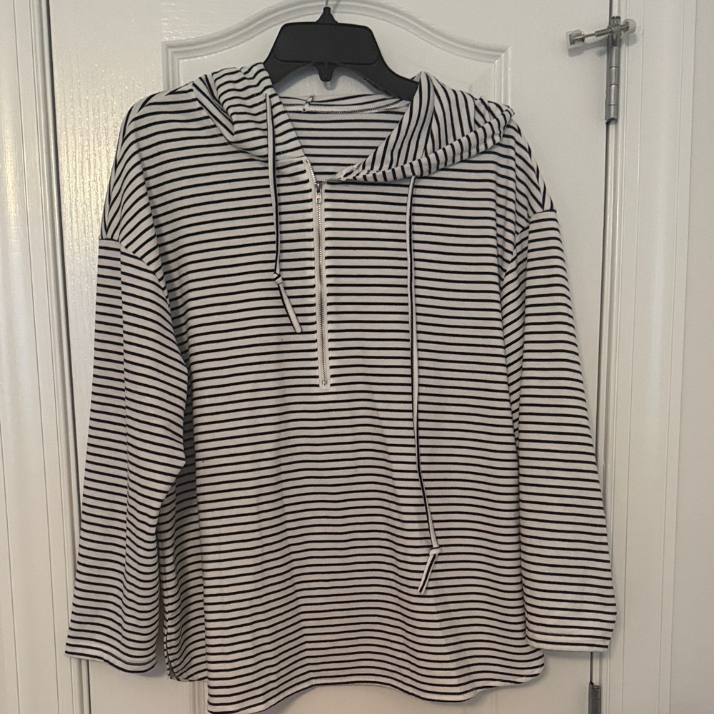 Striped Black and White Hoodie